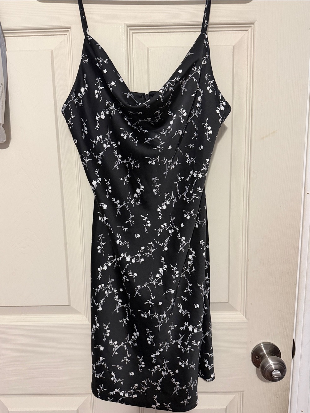 Urban Outfitters Black Floral Cowl Slip Dress